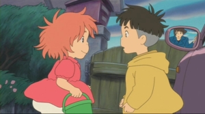 Sosuke meets Ponyo in human form