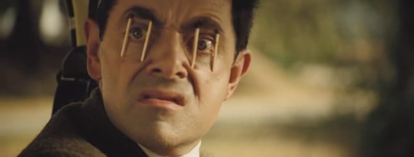 Mr Bean tries to stay awake while driving