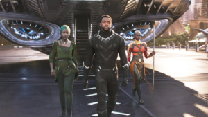 T'Challa, Nakia and Okoye. Black Panther.