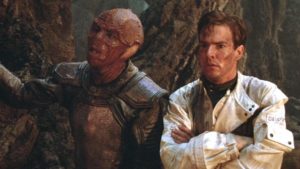 Davidge and Jeriba become friends. Enemy Mine.