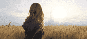 Casey looks upon Tomorrowland.