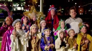 Mr Poppy, Jeremy Shepherd and the children of St Bernadette's Primary School in New York. Nativity 3: Dude, Where's my Donkey?!
