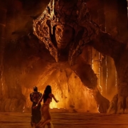 The Sphinx gives the heroes a tough riddle. Gods of Egypt
