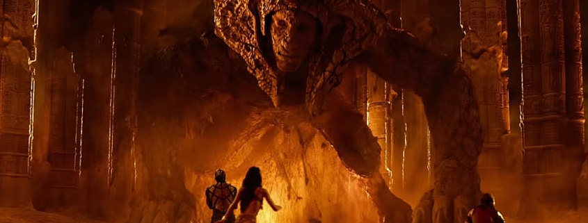 The Sphinx gives the heroes a tough riddle. Gods of Egypt